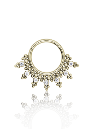 Kolczyk do ucha "Tiara" - anodyzowany tytanowy clicker z cyrkoniami