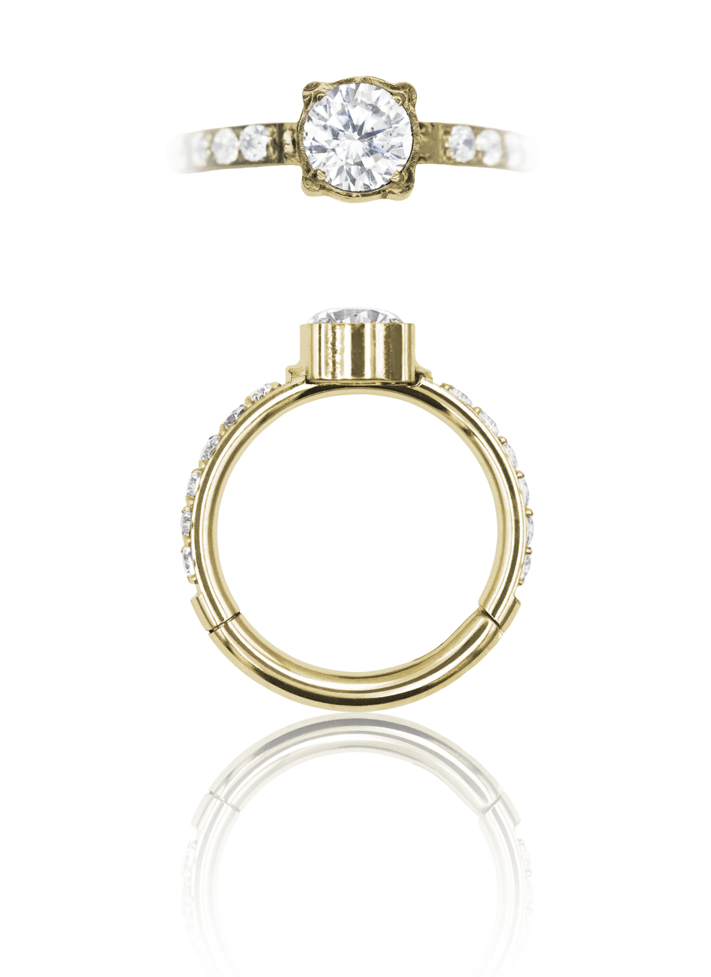 Kolczyk do ucha "Big one" - anodyzowany tytanowy clicker z dużą cyrkonią