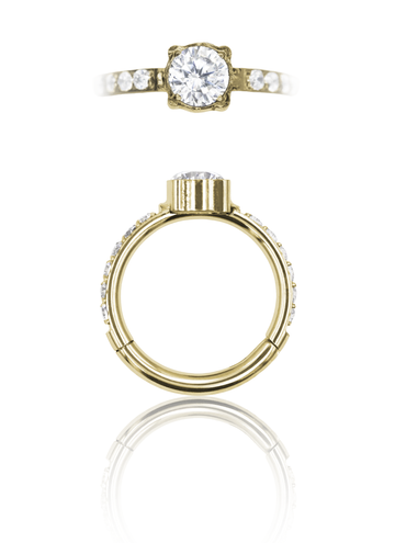 Kolczyk do ucha "Big one" - anodyzowany tytanowy clicker z dużą cyrkonią