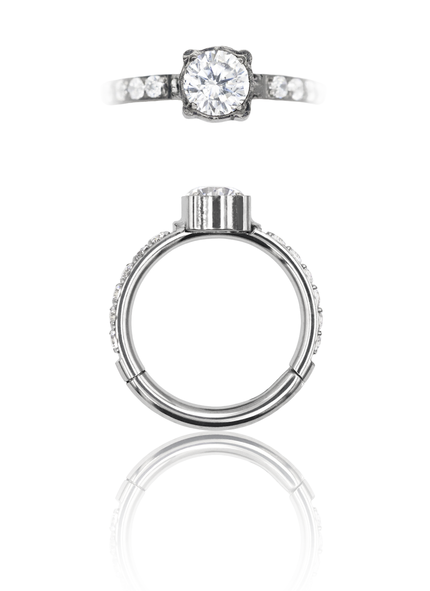 Kolczyk do ucha "Big one" - tytanowy clicker z dużą cyrkonią