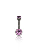 Navel ring "Pinky gem" - titanium earring with zircons