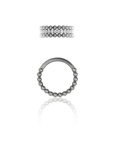 Kolczyk do ucha "Crown" - tytanowy clicker z cyrkoniami