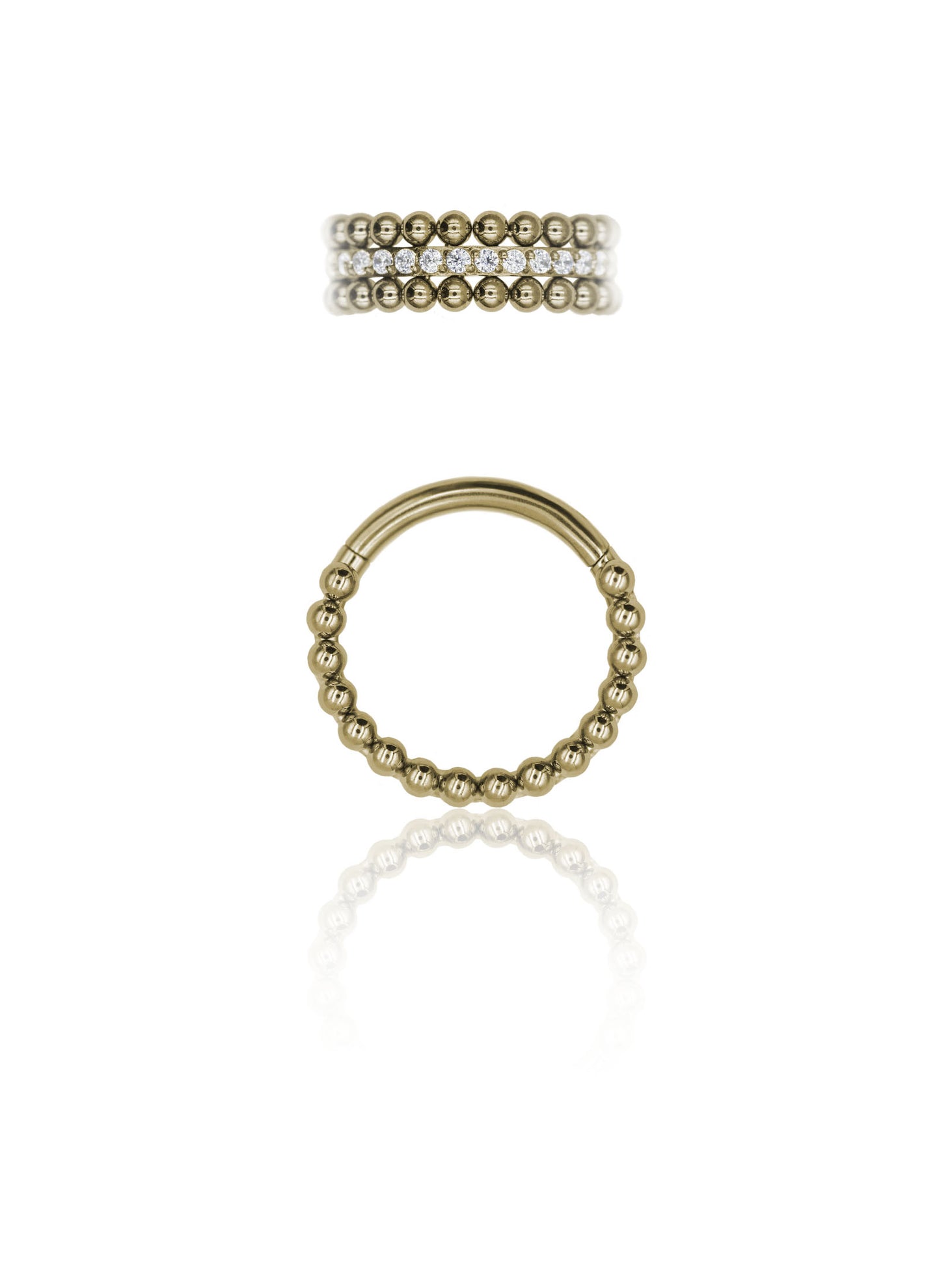 Kolczyk do ucha "Crown" - anodyzowany tytanowy clicker z cyrkoniami