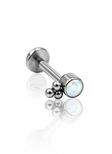Ear piercing "Opal dots" - titanium labret with opal