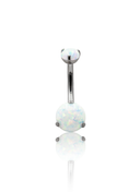 "Clear Sky" Navel Ring - Titanium Piercing with a Light Opal