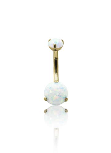 Kolczyk do pępka "Clear sky" - anodyzowany tytanowy kolczyk z jasnym opalem do pępka