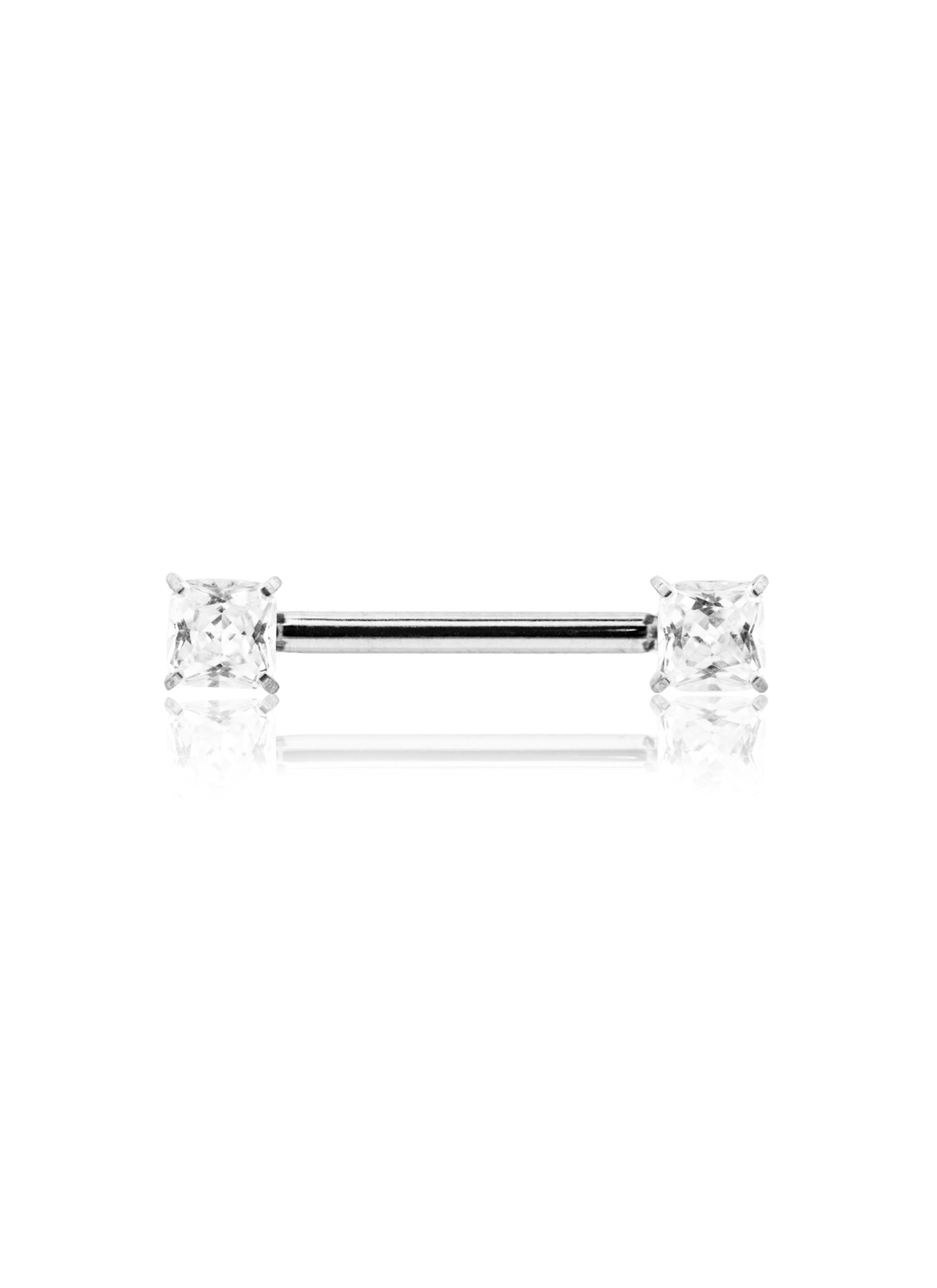 Kolczyk do sutków "Double heart" - tytanowa sztanga z cyrkoniami