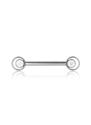 "Double loop" nipple ring - titanium barbell with cubic zirconia