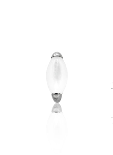 Kolczyk do ucha "1 long stone white" - tytanowy labret z kamieniami