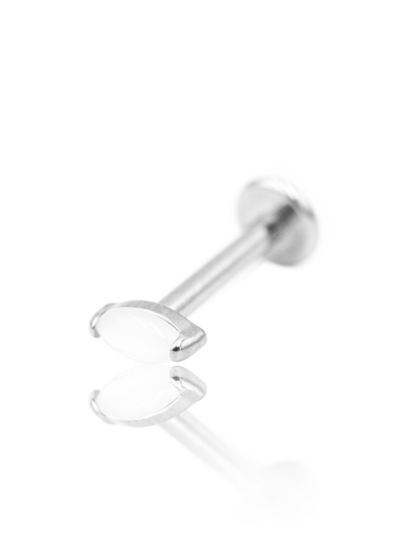 Kolczyk do ucha "1 long stone white" - tytanowy labret z kamieniami