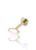 "1 long stone pink" ear stud - anodized titanium labret with stones