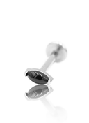 Earring "1 long stone black" - titanium labret with stones