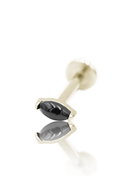 Earring "1 long stone black" - anodized titanium labret with stones