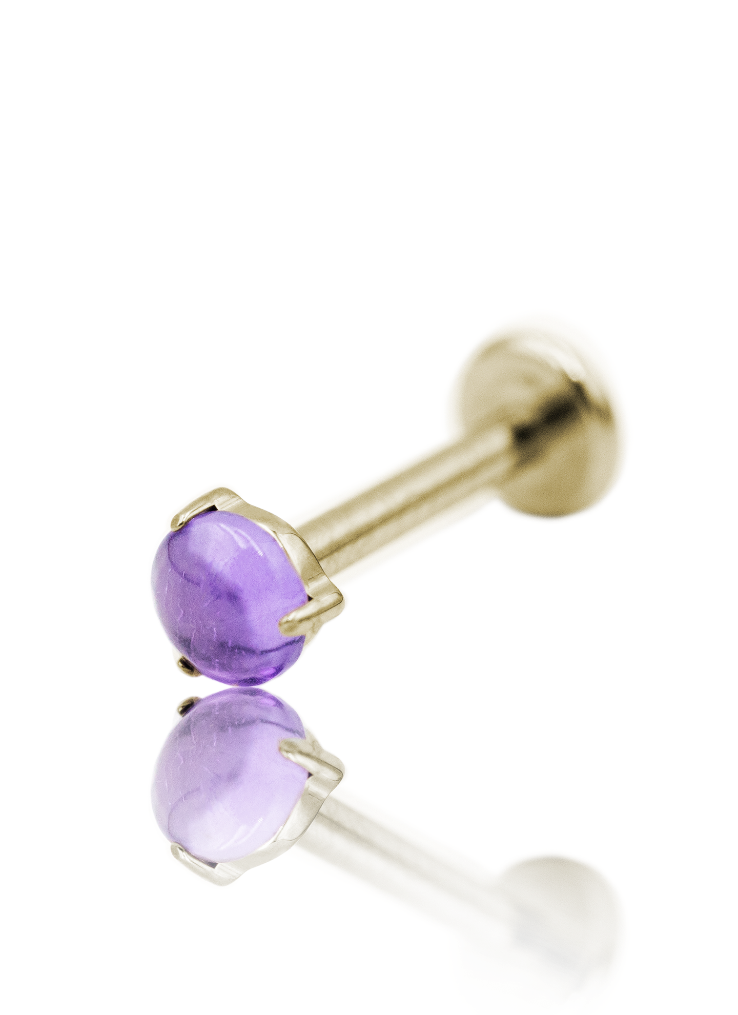 Kolczyk do ucha "1 stone purple" - anodyzowany tytanowy labret z kamieniami