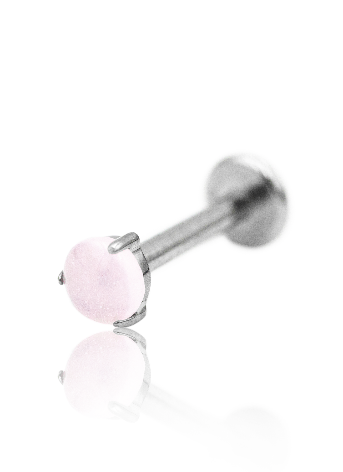 Kolczyk do ucha "1 stone pink" - tytanowy labret z kamieniami