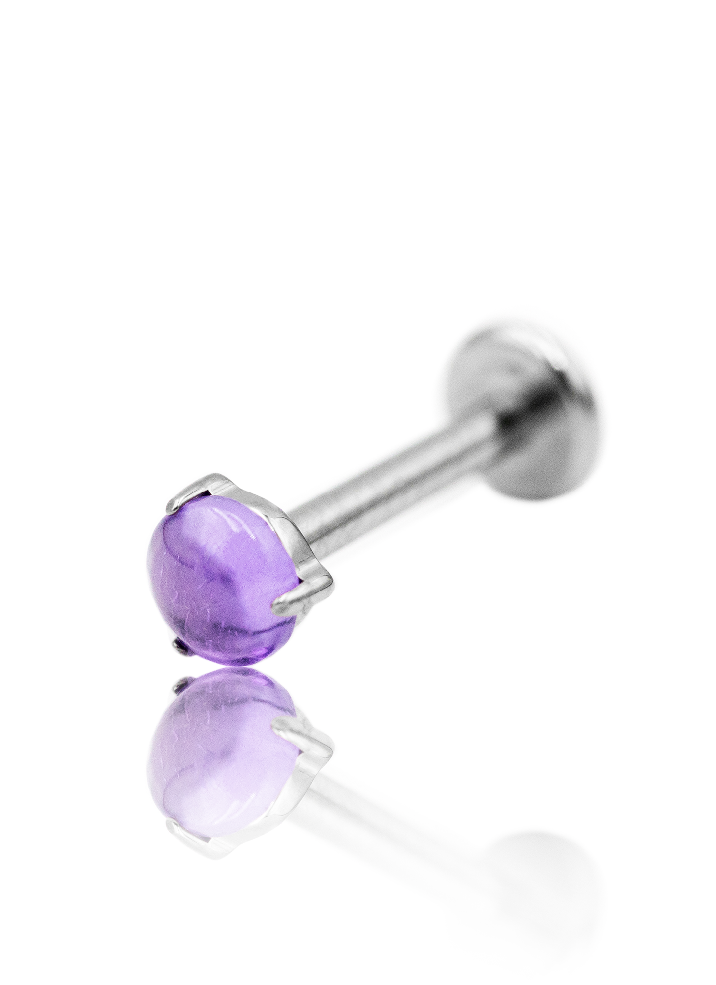 Kolczyk do ucha "1 stone purple" - tytanowy labret z kamieniami