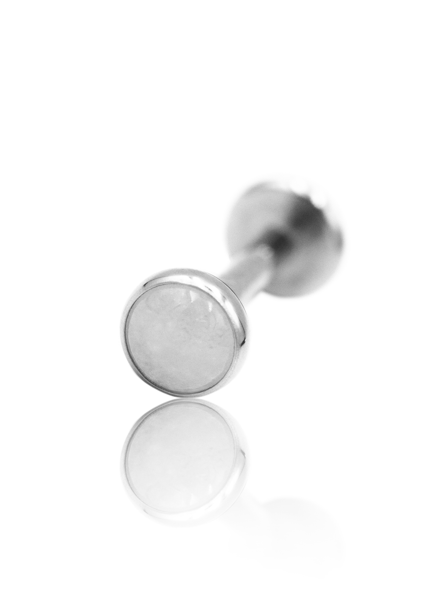 Kolczyk do ucha "1 stone white" - tytanowy labret z kamieniami