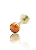 "1 stone red" ear stud - anodized titanium labret with stones