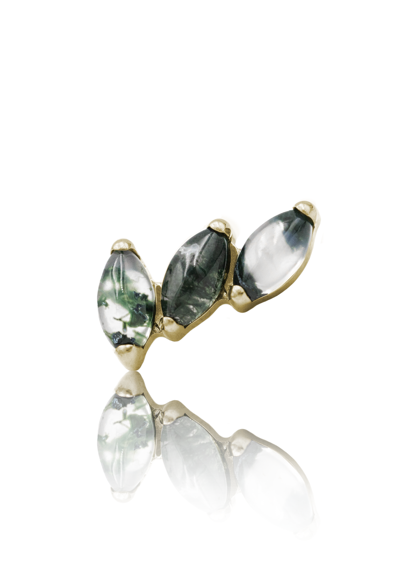 Kolczyk do ucha "3 stone clear black" - anodyzowany tytanowy labret z kamieniami