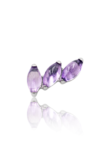 Kolczyk do ucha "3 stone purple" - tytanowy labret z kamieniami
