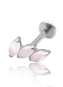 "3 stone pink" ear stud - titanium labret with stones