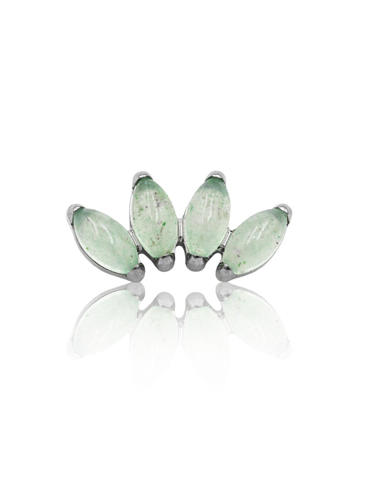 Kolczyk do ucha "4 stone light green" - tytanowy labret z kamieniami