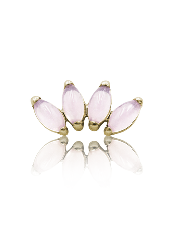 Kolczyk do ucha "4 stone pink" - anodyzowany tytanowy labret z kamieniami