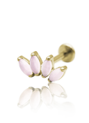 Ear stud "4 stone pink" - anodized titanium labret with stones