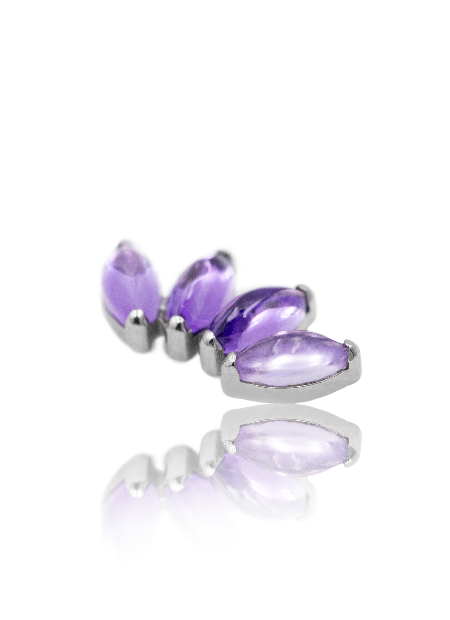 Kolczyk do ucha "4 stone purple" - tytanowy labret z kamieniami