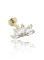 Kolczyk do ucha "Clear rosette gold" - tytanowy labret z cyrkoniami