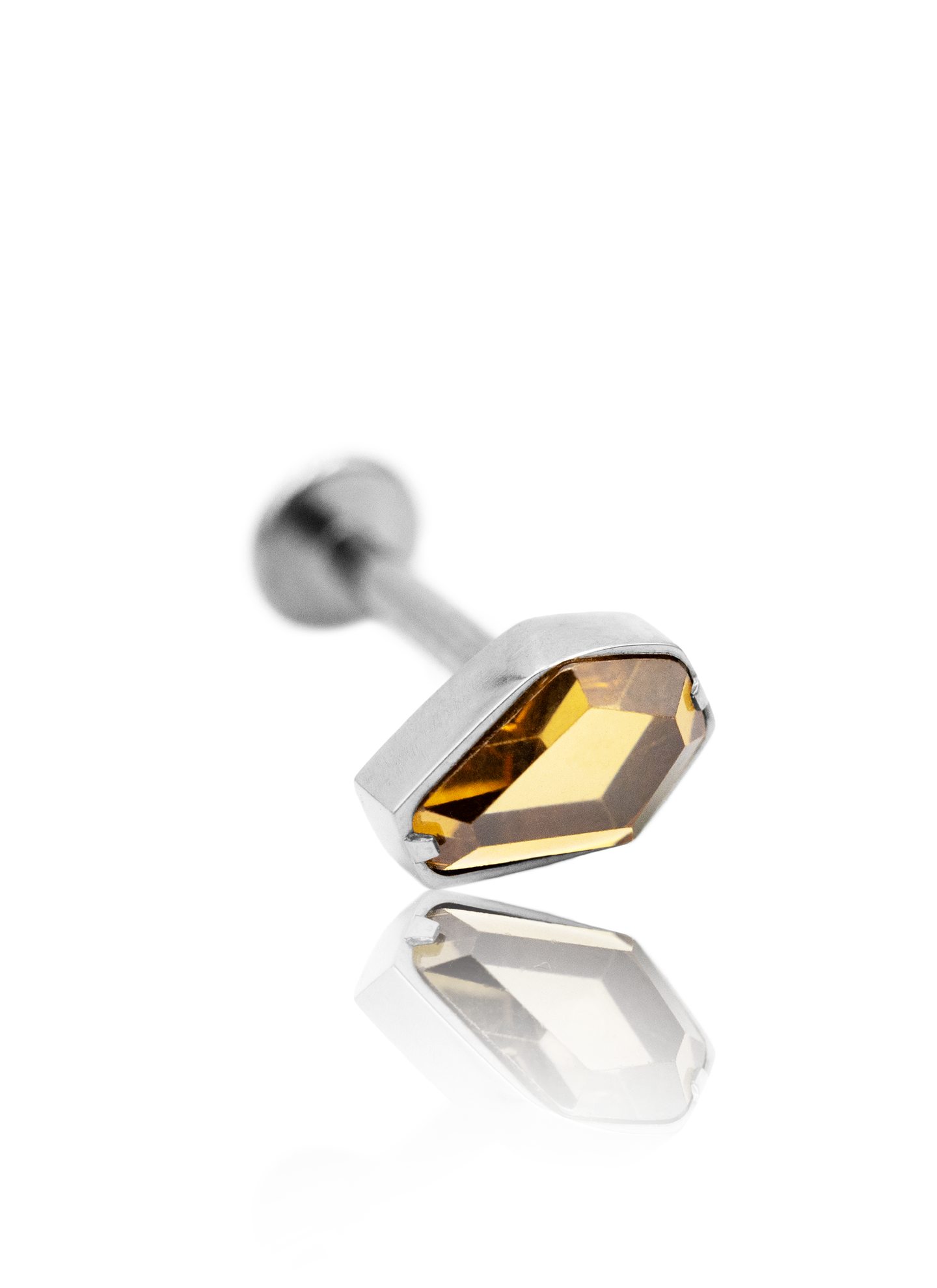 Kolczyk do ucha "Coffin" - tytanowy labret z cyrkonią