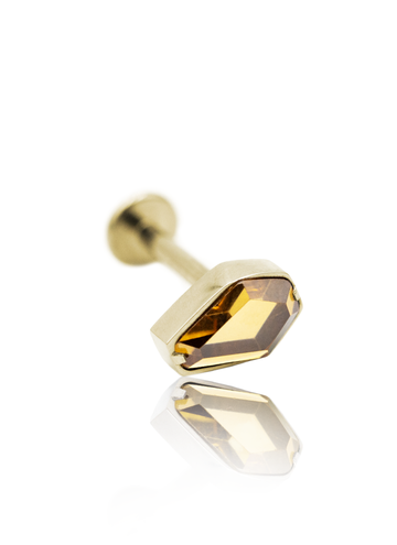 Kolczyk do ucha "Coffin" - anodyzowany tytanowy labret z cyrkonią