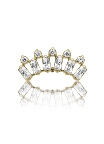 Kolczyk do ucha "Crown for U" - anodyzowany tytanowy labret z cyrkoniami