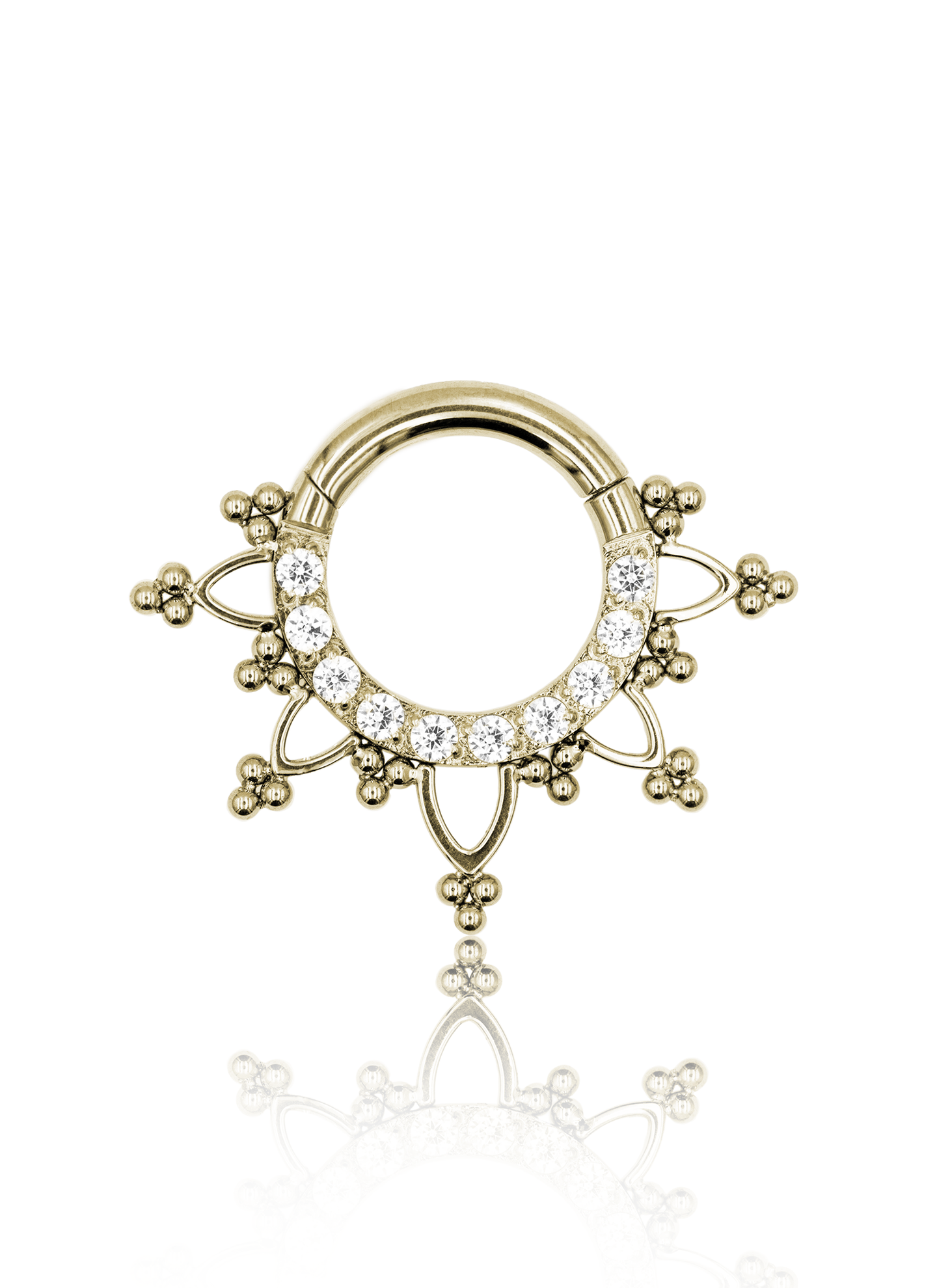 Kolczyk do ucha "Gotic" - anodyzowany tytanowy clicker z cyrkoniami