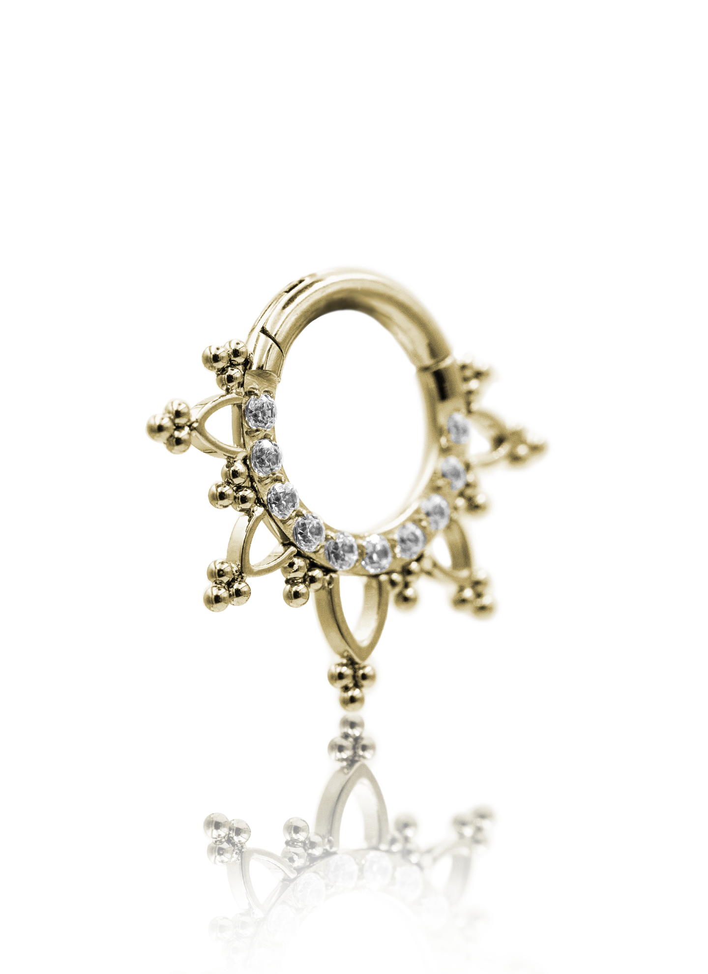 Kolczyk do ucha "Gotic" - anodyzowany tytanowy clicker z cyrkoniami