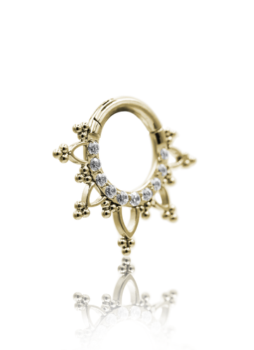 Kolczyk do ucha "Gotic" - anodyzowany tytanowy clicker z cyrkoniami