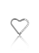 "Heart zirconia" earring - titanium clicker with zirconia