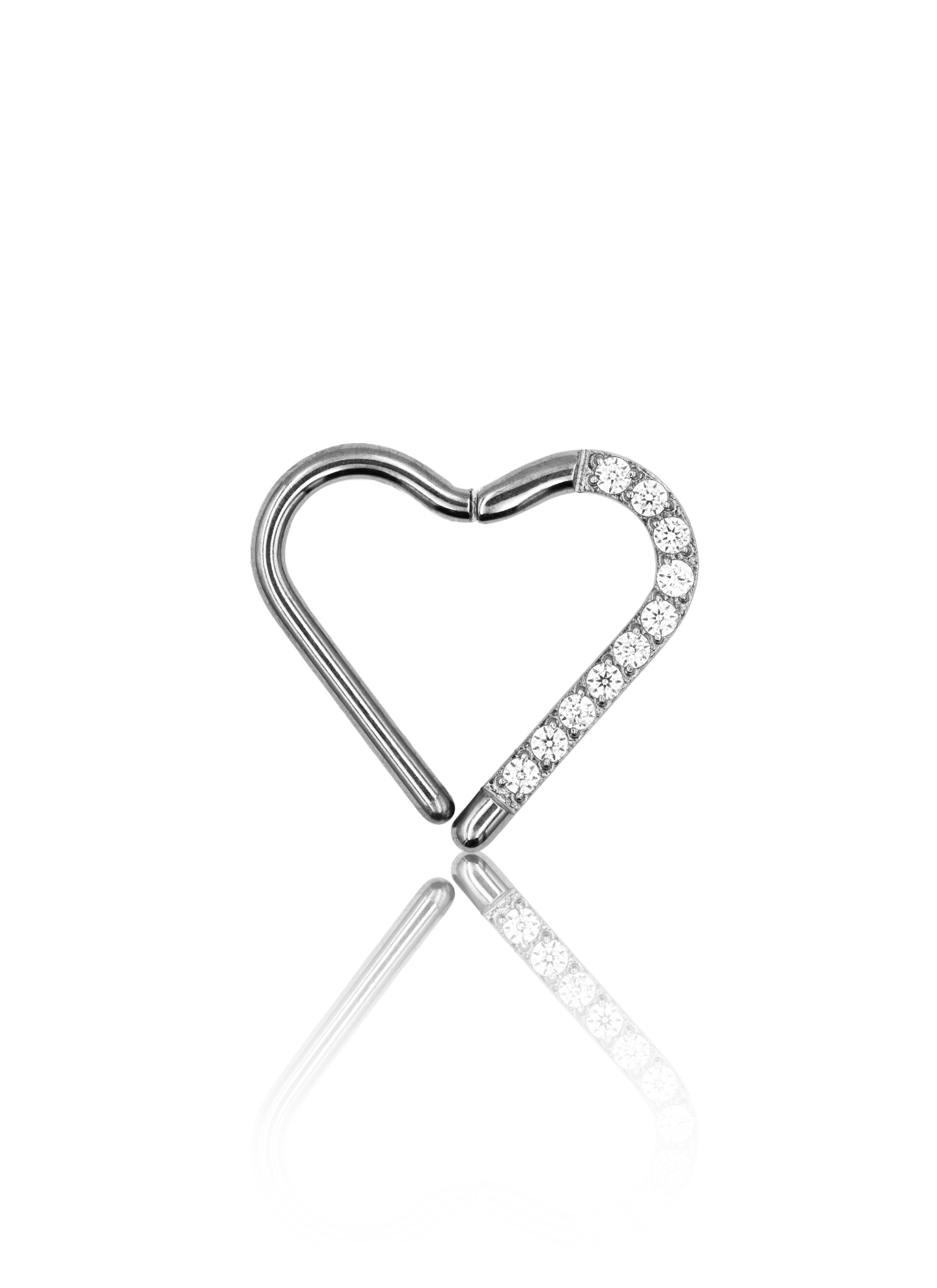 Kolczyk do ucha "Heart zirconia" - tytanowy clicker z cyrkoniami