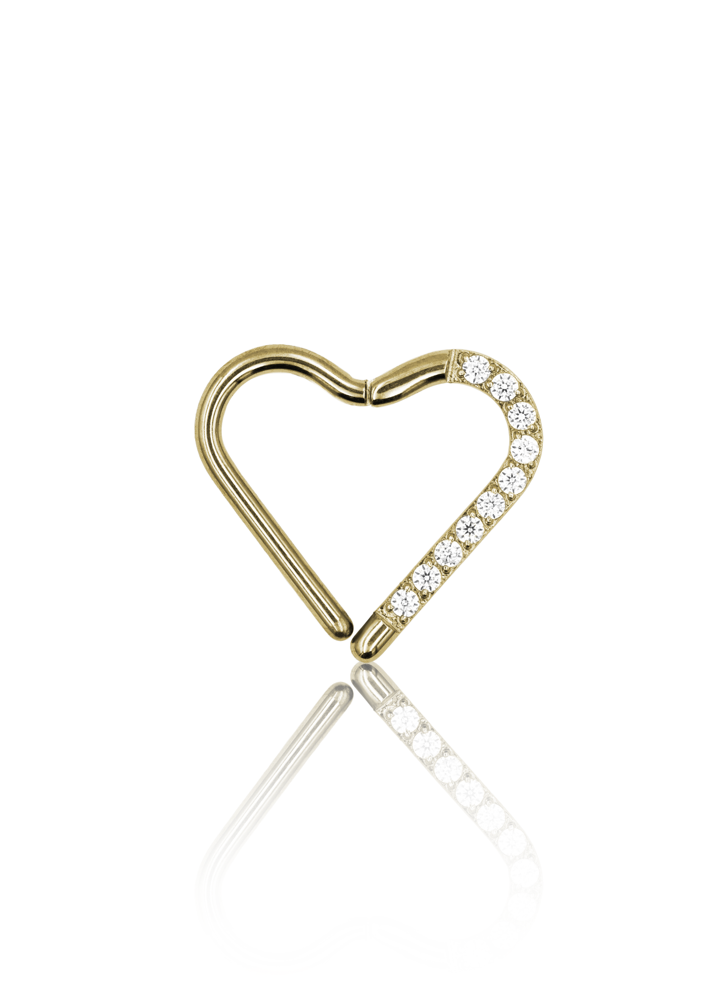 Kolczyk do ucha "Heart zirconia" - anodyzowany tytanowy clicker z cyrkoniami