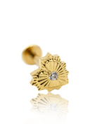 "Heart zirconia" ear stud - anodized titanium labret with a single zirconia