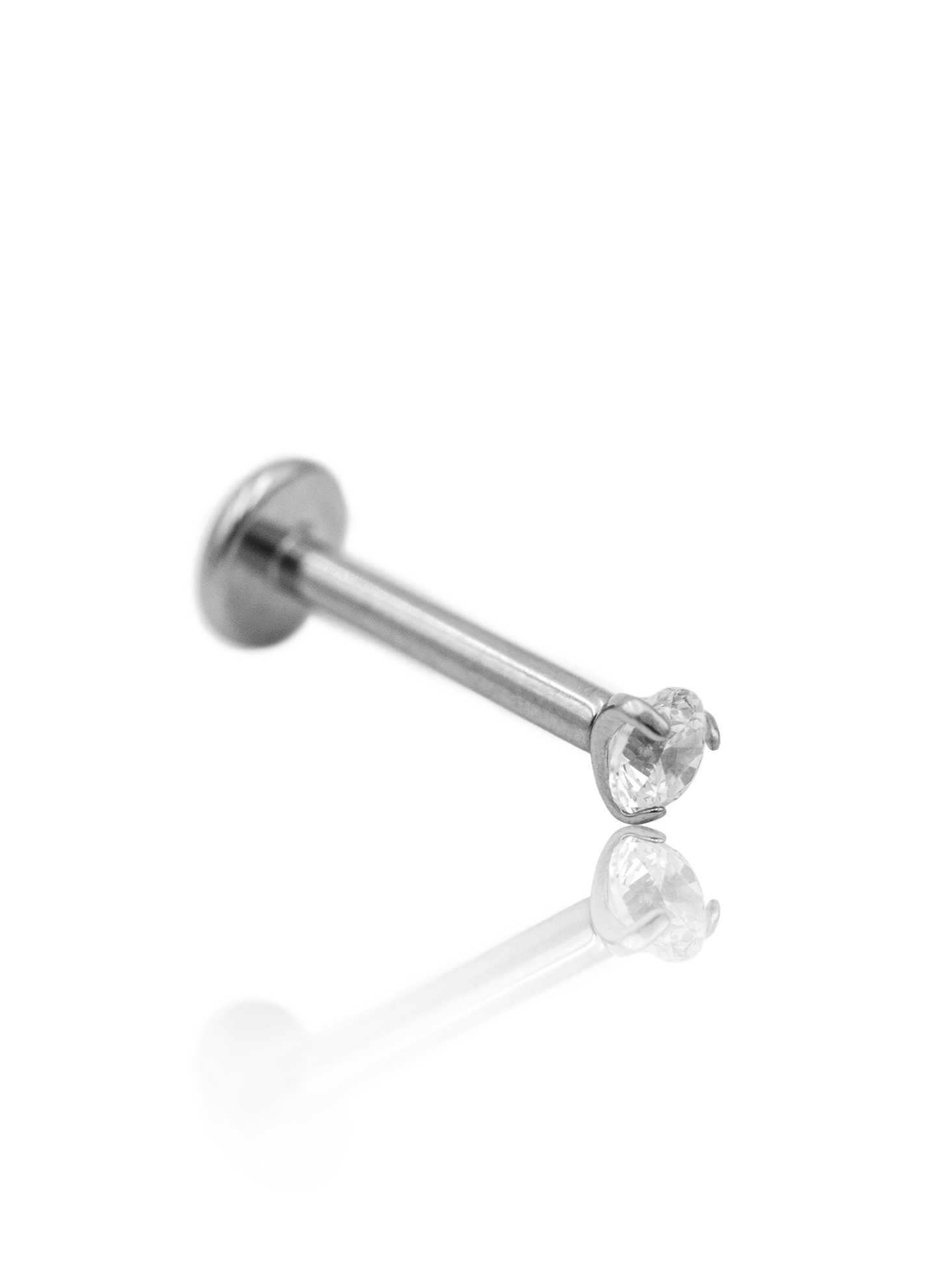 Kolczyk do ucha "Jedyneczka" - tytanowy labret z cyrkonią 