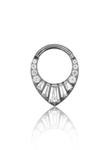 Kolczyk do ucha "Kapek" - tytanowy cliker z cyrkoniami