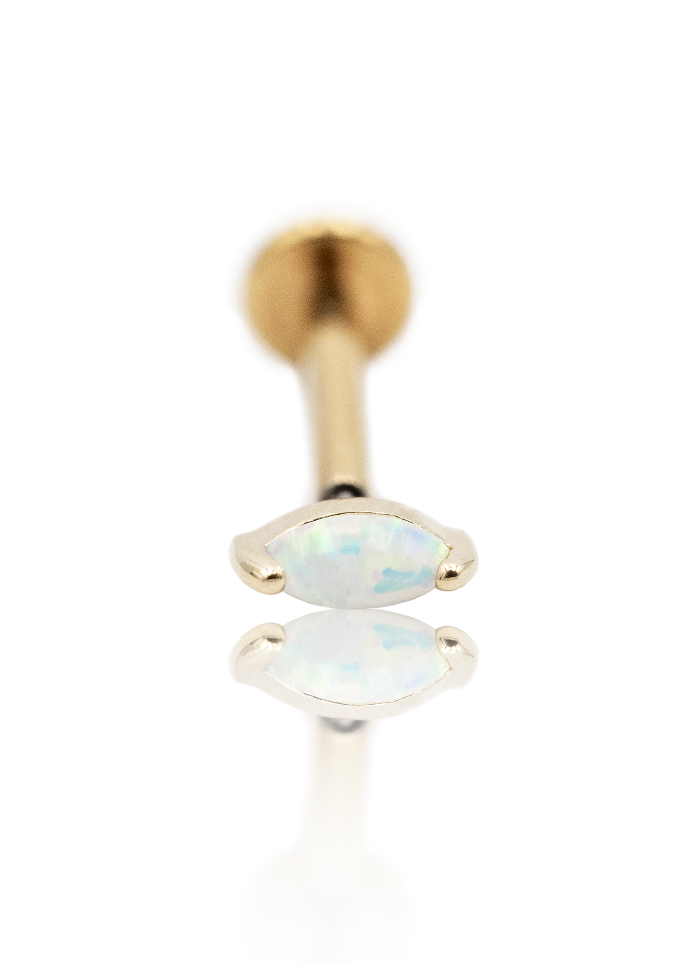 Kolczyk do ucha "Long opal" - 14K złoty labret