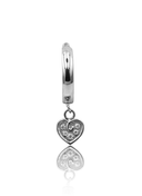 "Love on the edge" earring - Titanium clicker with a hanging heart with cubic zirconia