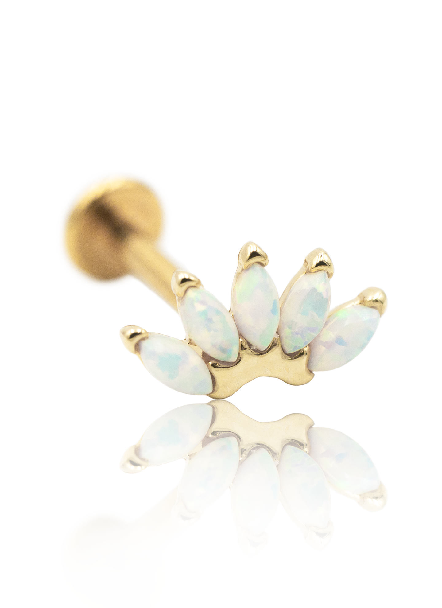 Kolczyk do ucha "Many opals" - 14K złoty labret