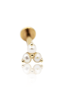 Kolczyk do ucha "Milky trio" - 14K złoty labret