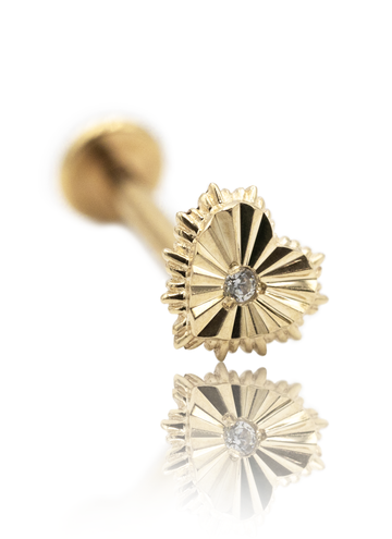 Kolczyk do ucha "One heart" - 14K złoty labret