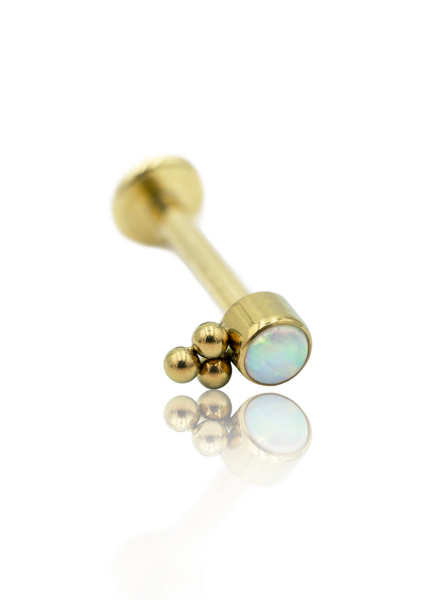 Kolczyk do ucha "Opal dots" - anodyzowany tytanowy labret z opalem