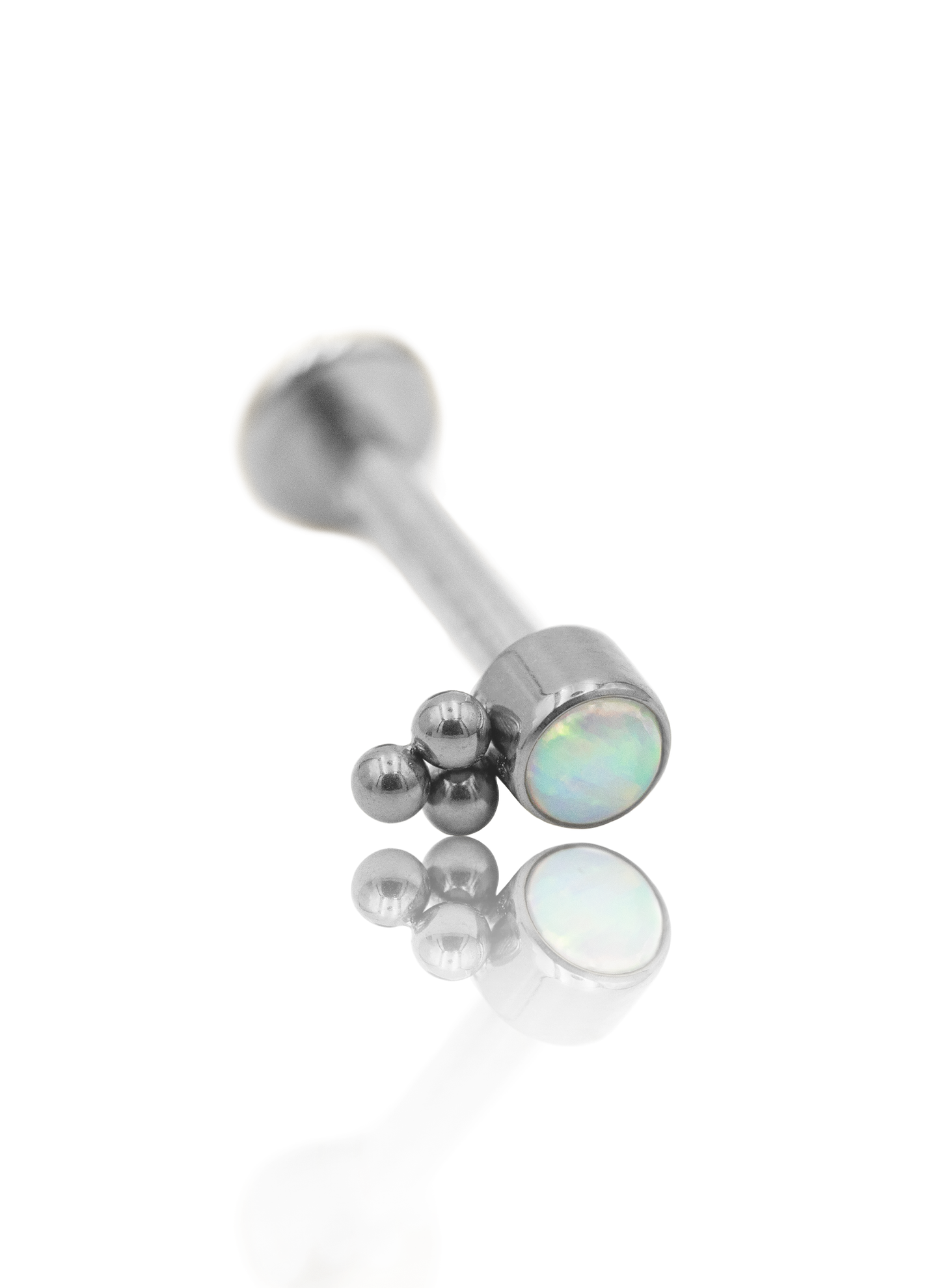 Kolczyk do ucha "Opal dots" - tytanowy labret z opalem