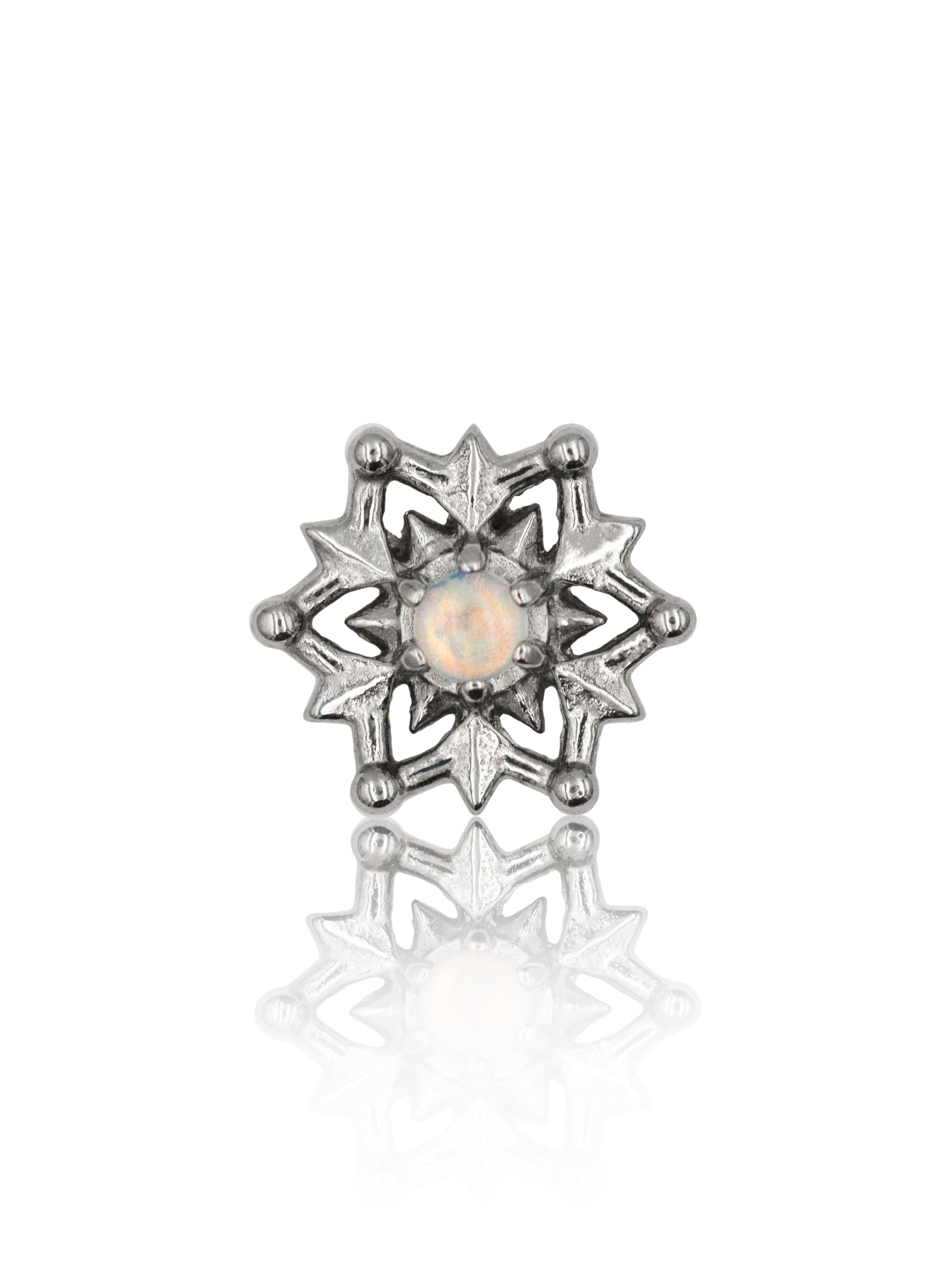 Kolczyk do ucha "Opal rosette" - tytanowy labret z opalem